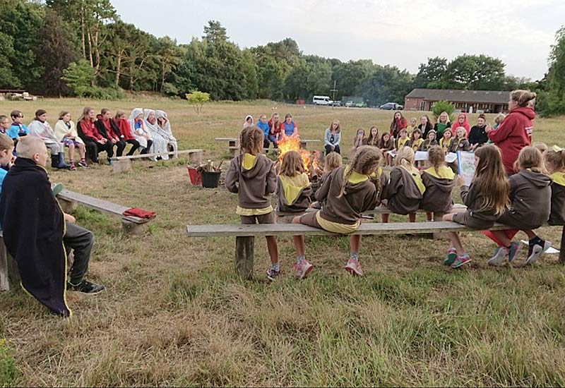 Central campfire circle at Sandy Acres, available to all site users